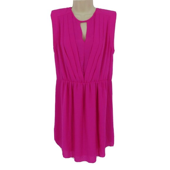 Rebecca Taylor Womens 8 Solid Pink Pleated Keyhole Front Sleeveless Sheath Dress - Picture 14 of 14